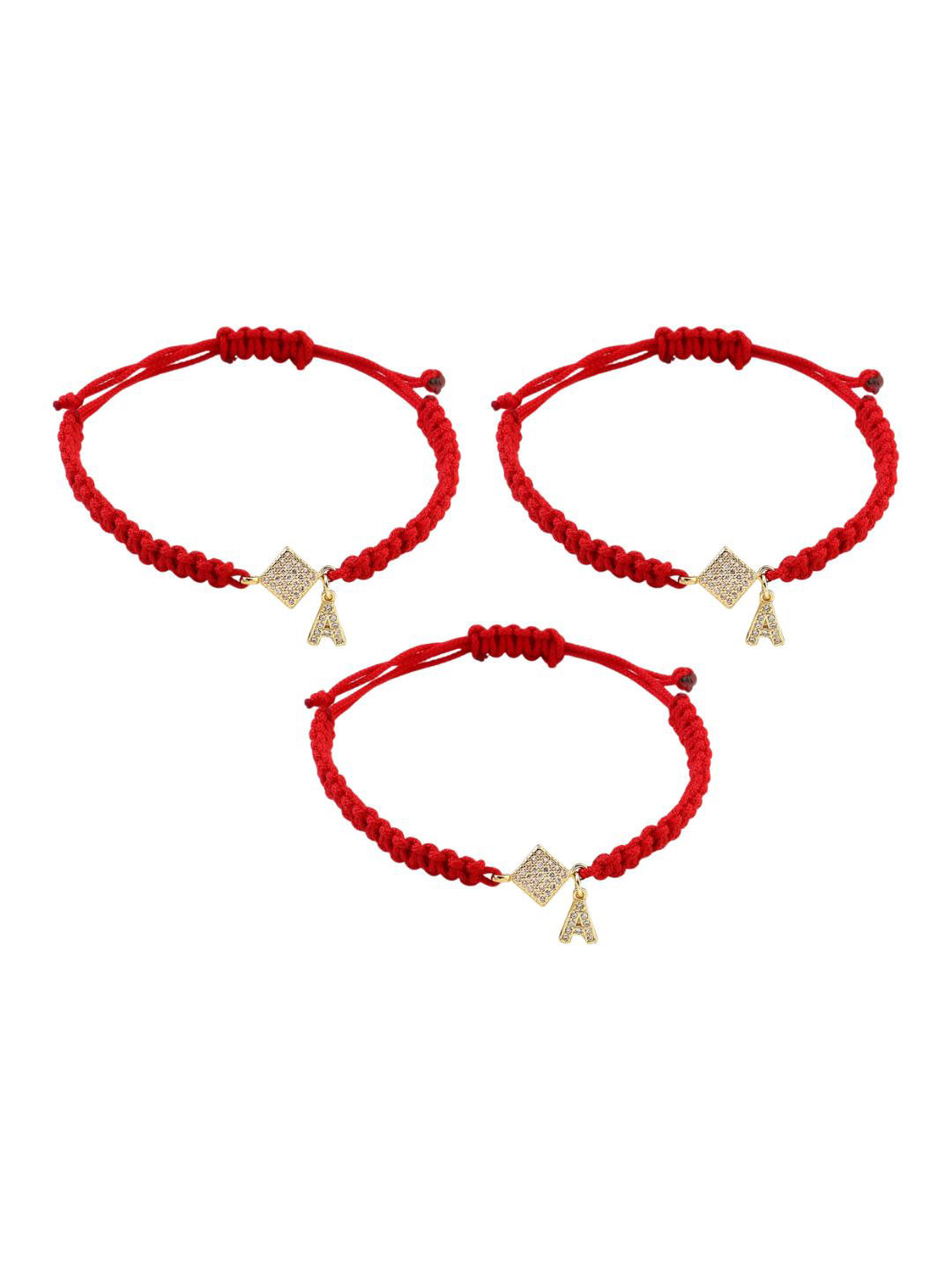 SALTY Set Of 3 Stone Studded Initials A Thread Rakhis