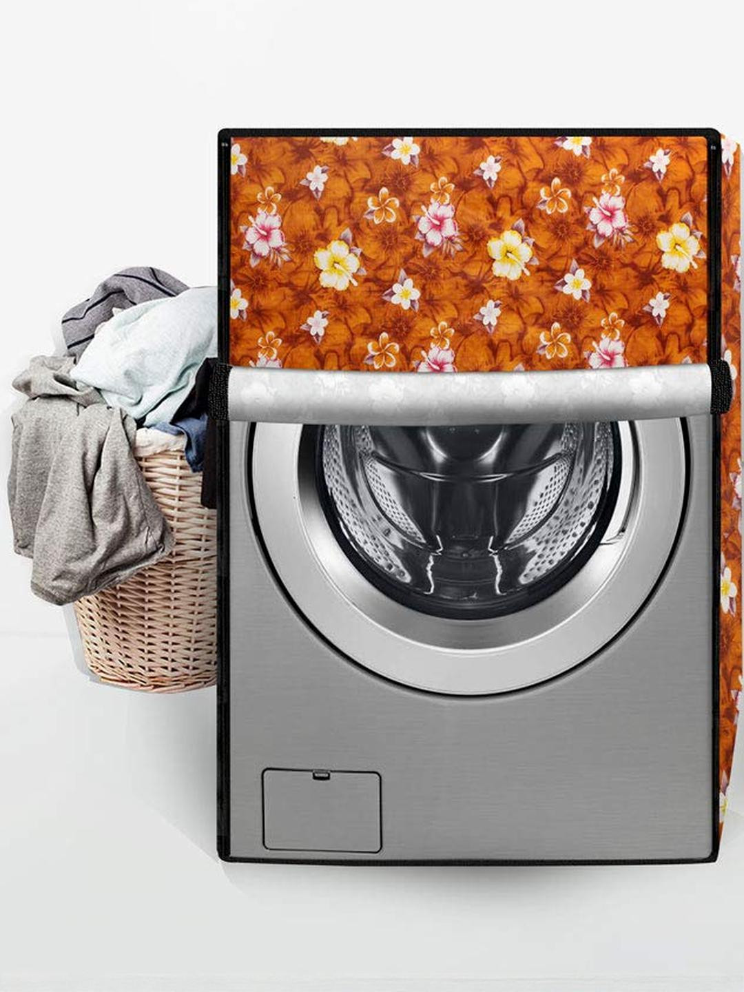 The Furnishing Tree Front Load Washing Machine Cover Floral Yellow Compatible for 6.5 Kg Senorita Z