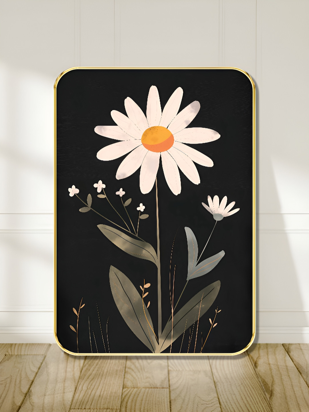 Livin'luxe Black & Pink Floral Daisy Wall Art