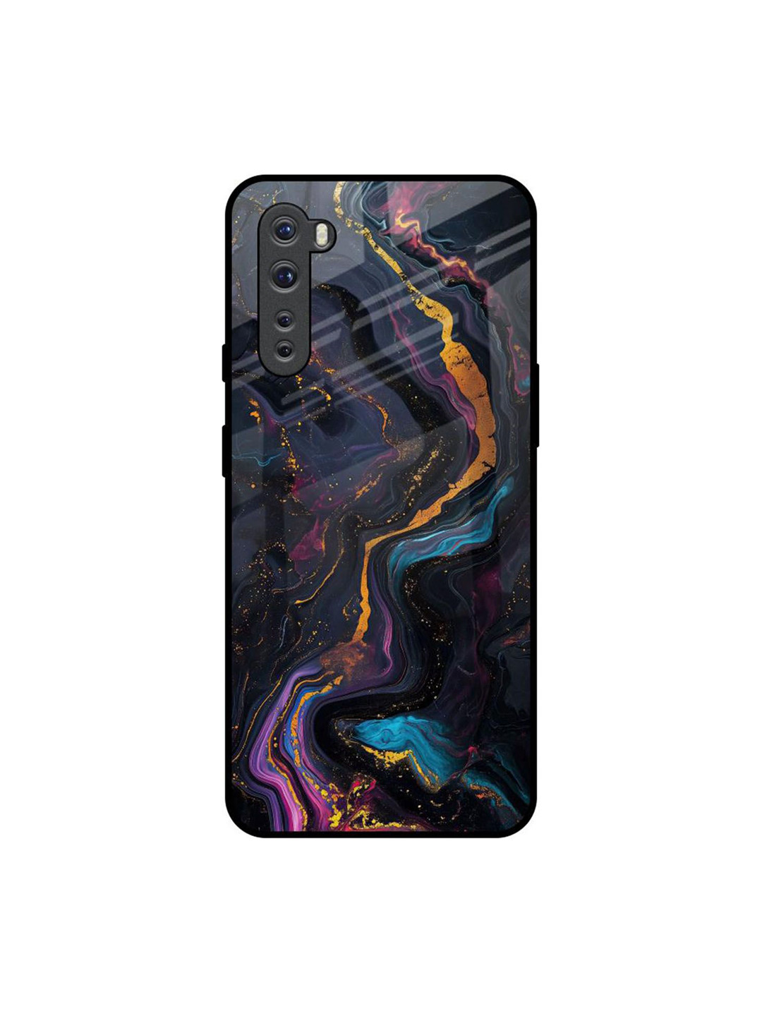 QRIOH Unisex OnePlus Nord Abstract Shockproof Glass Back Case
