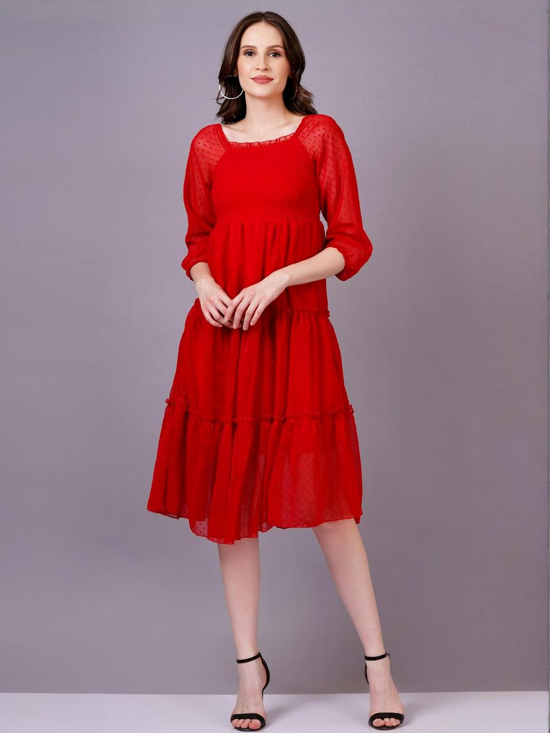 Red Georgette Women Dress