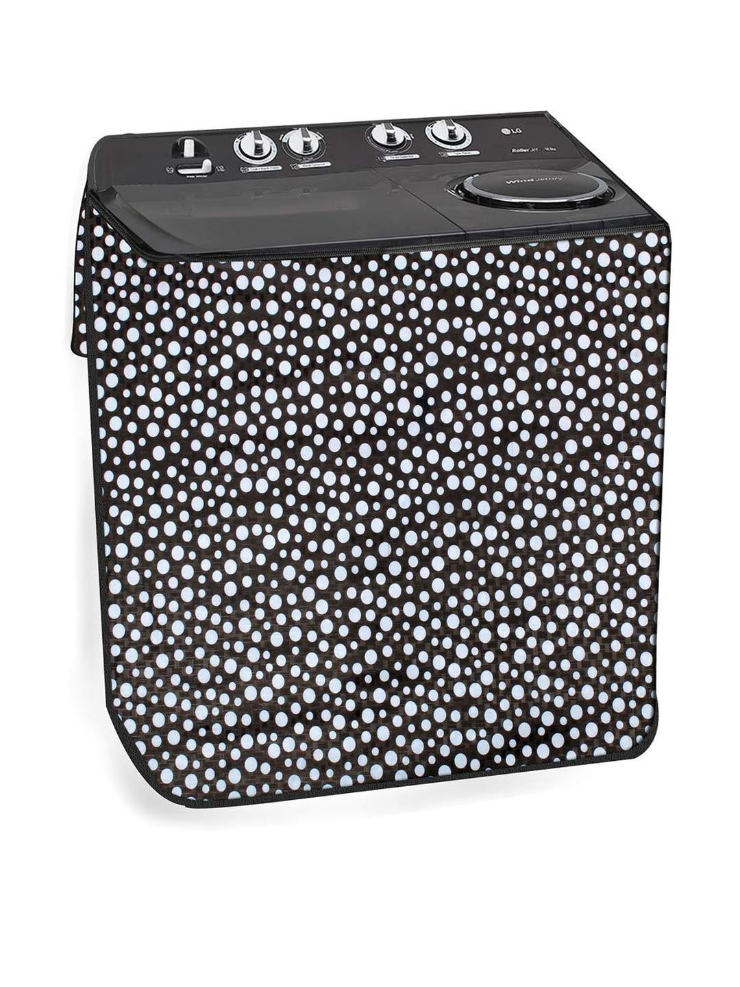 The Furnishing Tree Washing Machine Cover Polka dot Pattern Black Compatible for Whirlpool 8Kg Semi