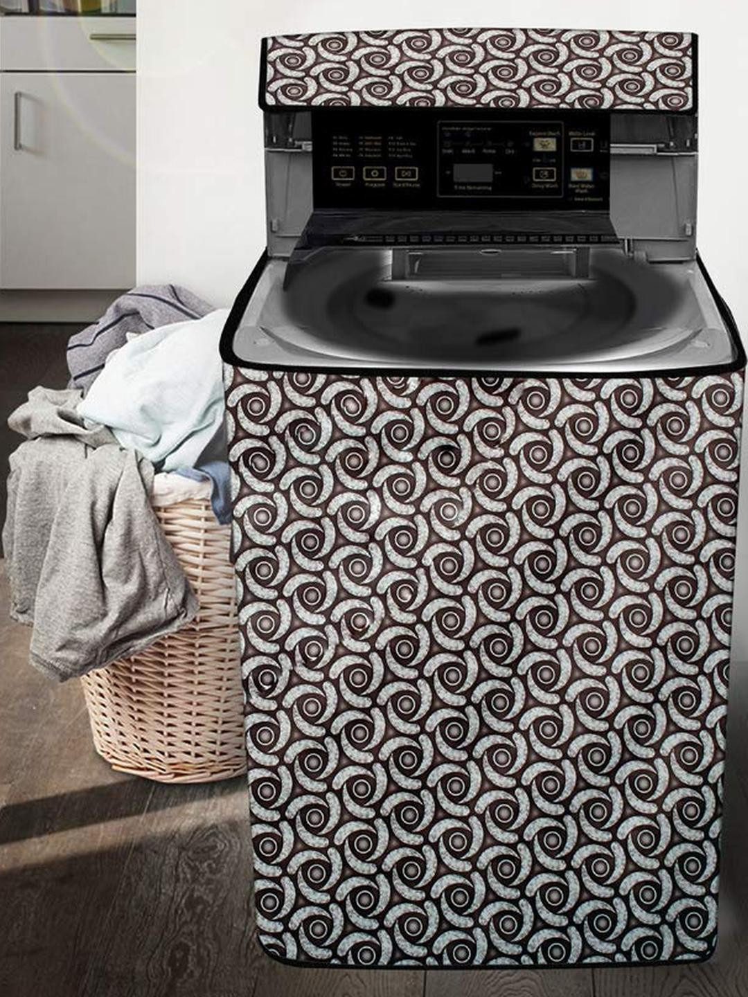 The Furnishing Tree Washing Machine Cover Packed Pattern Grey Compatible for Whirlpool 7 Kg Fully-A