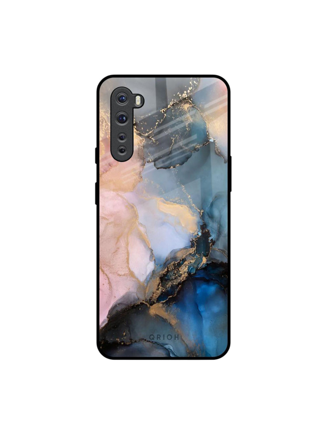 QRIOH Unisex OnePlus Nord Marble Ink Abstract Impact Resistant Glass Back Case