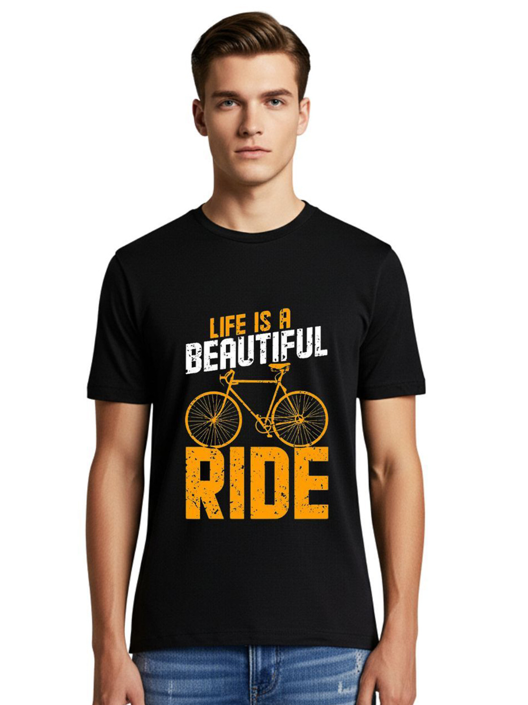 PULP Unisex Life Is Beautiful Ride Typography Printed Round Neck Pure Cotton T-Shirt