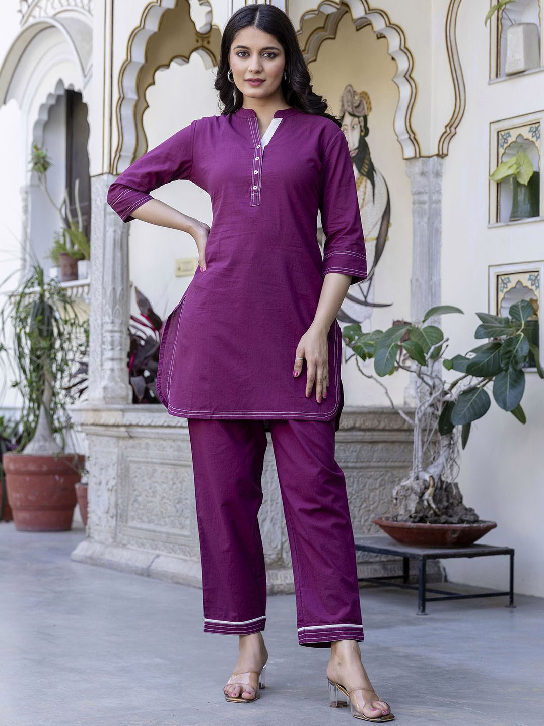 Pistaa Pure Cotton Top With Trousers Co-Ords