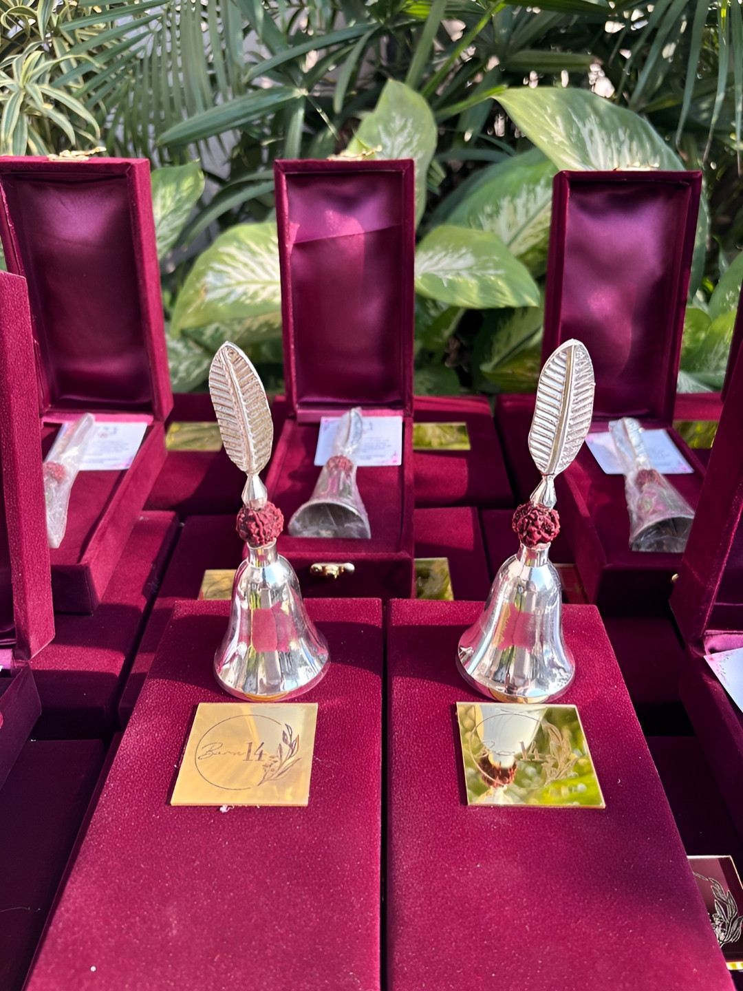 Barn 14 2Pcs Silver-Plated Rudraksh Bell Festive Decor