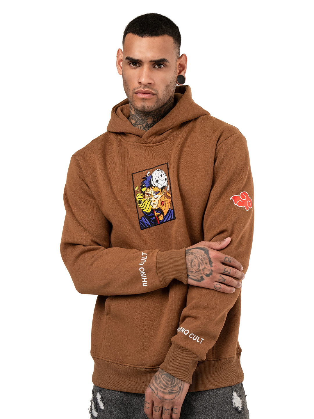 RHINO CULT The Obito Men Embroidered Hooded Sweatshirt