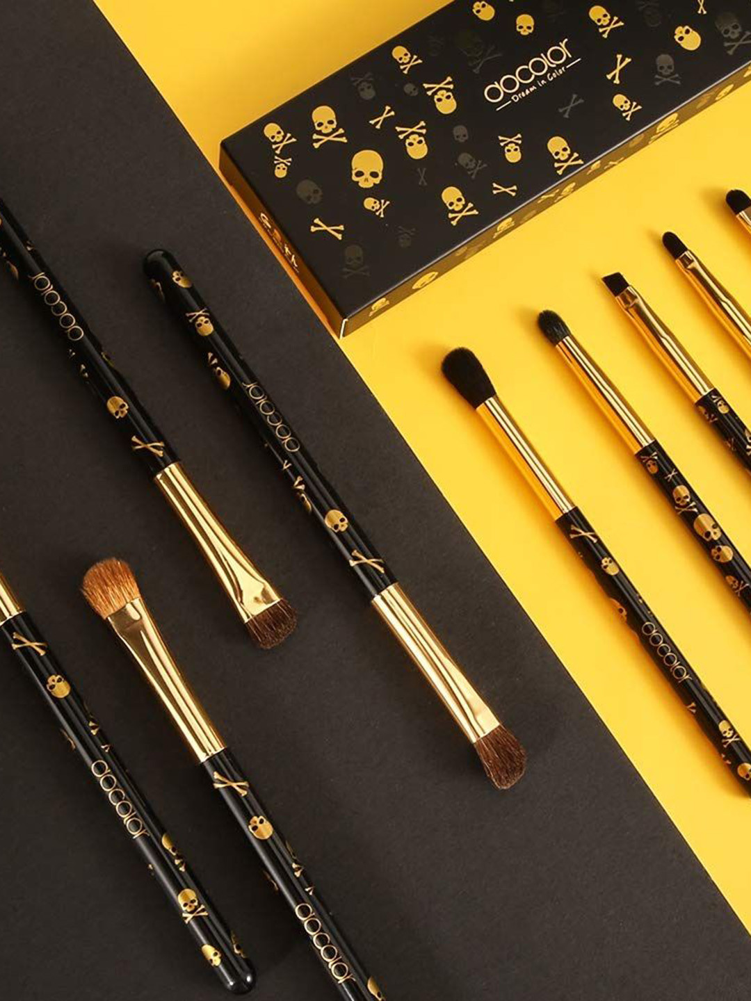 DOCOLOR Set Of 10 Goth Skull Eye Makeup Brushes Set
