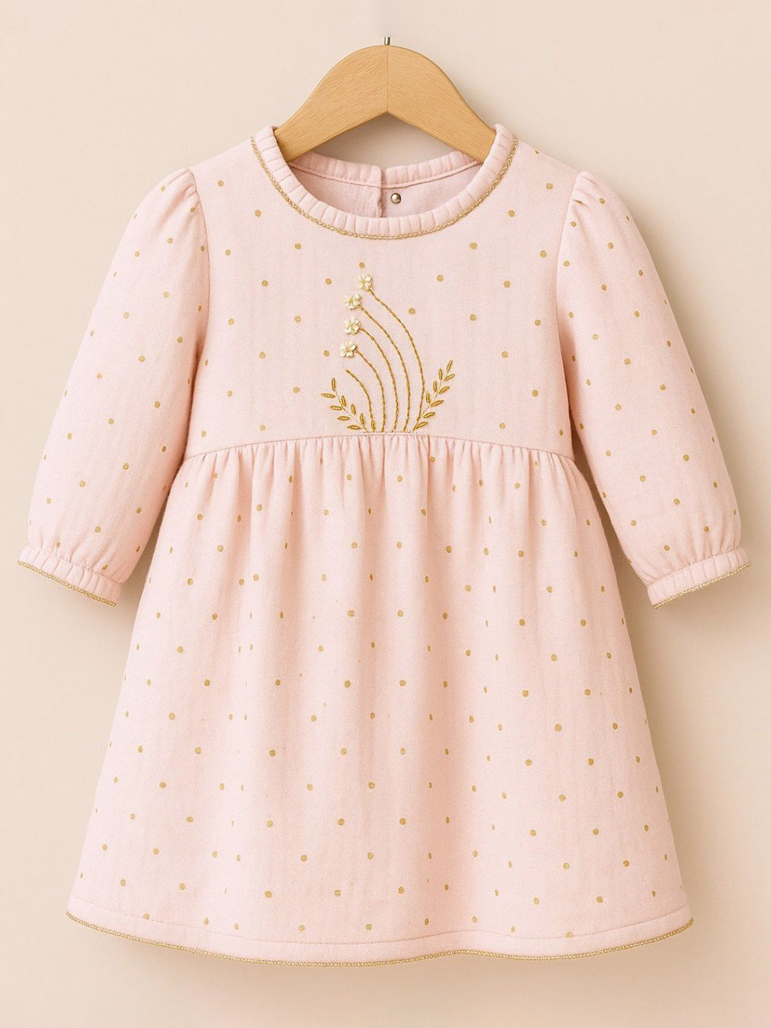 EARTHY TWEENS Girls Polka Dot Print Fit & Flare Cotton Dress