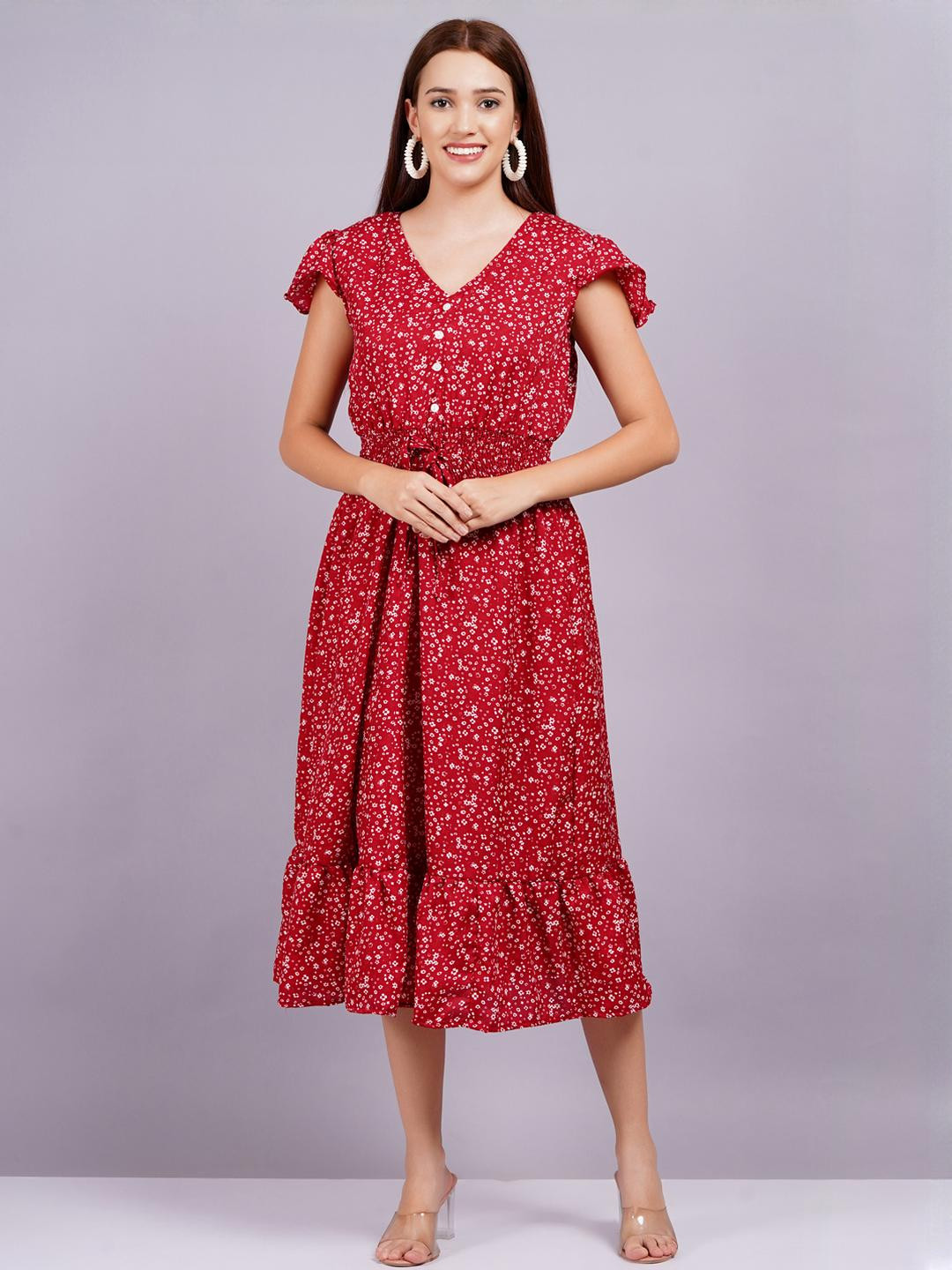 Red Crepe Women Dress
