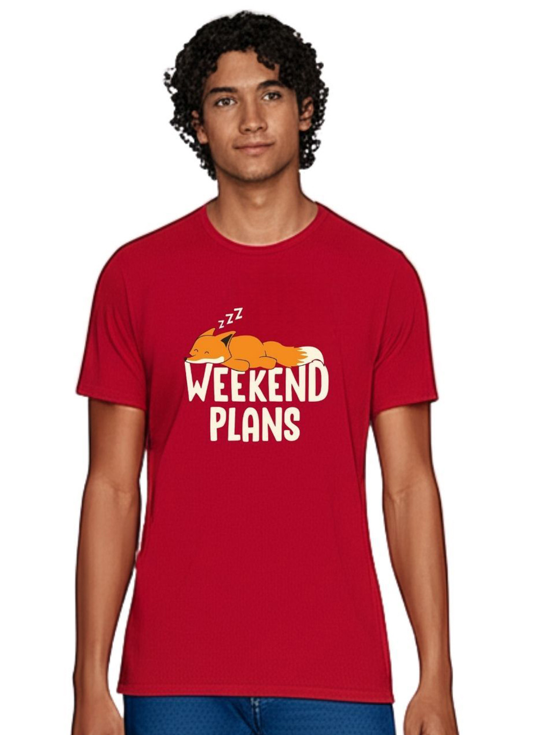PULP Unisex Weekend Plans Typography Printed Round Neck Pure Cotton T-Shirt
