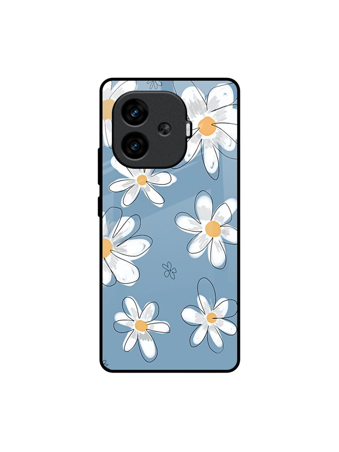 QRIOH Unisex iQOO Neo 10R 5G Blue Petal Impact Resistant Glass Back Case