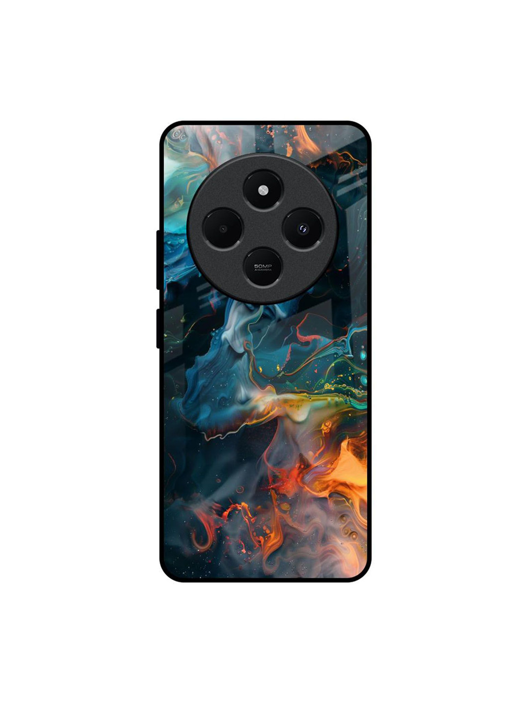 QRIOH Emperial Marble Printed Redmi 14C 5G Glass Back Case Mobile Accessories
