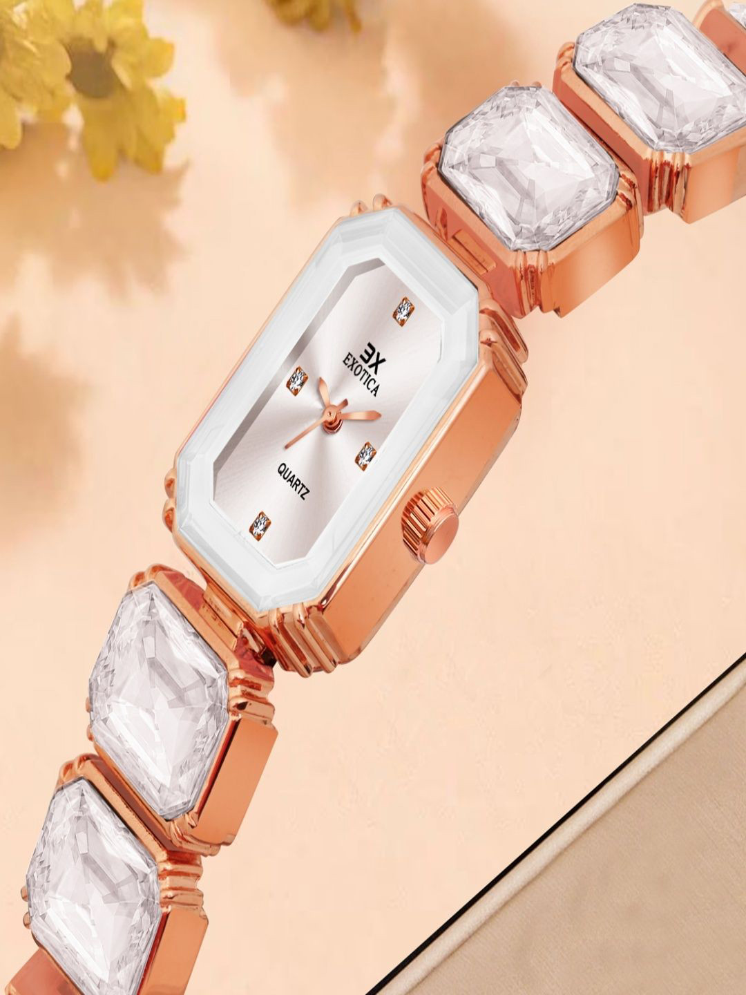 Exotica Fashion Girls Brass Dial & Stainless Steel Straps Watch EX-6076-RG White