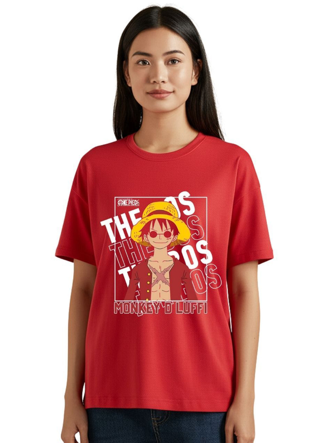 PULP Unisex Monkey The Luffi Graphic Printed Round Neck Pure Cotton T-Shirt