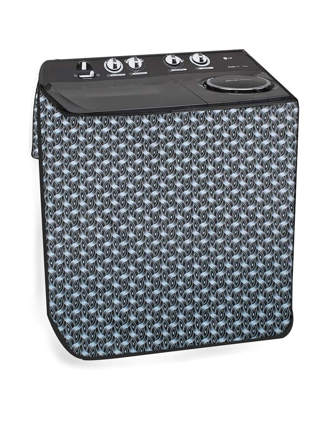 The Furnishing Tree Washing Machine Cover Interlocked Ropes Pattern Grey Compatible for Whirlpool 8