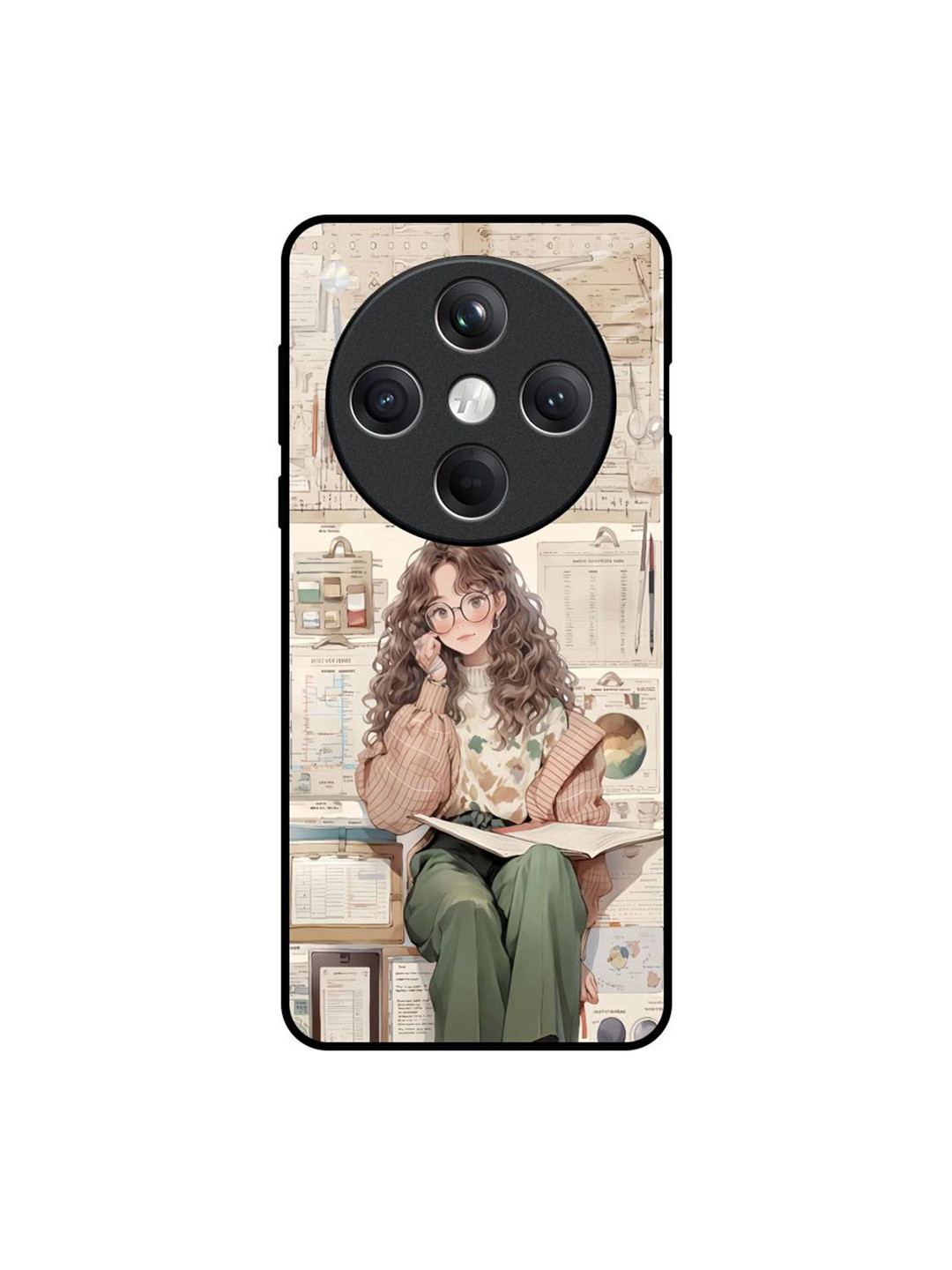 QRIOH Women Quirky Printed Oppo Find X8 5G DeskDreamer Glass Case Mobile Accessories