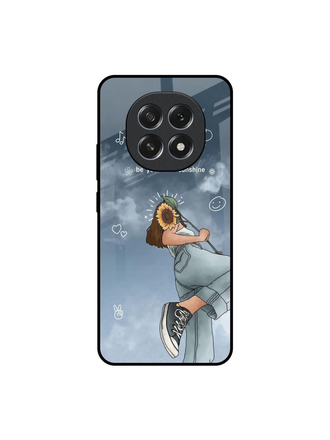 QRIOH Floral Printed Oppo F29 5G Sunflower Spirit Glass Back Case Mobile Accessories