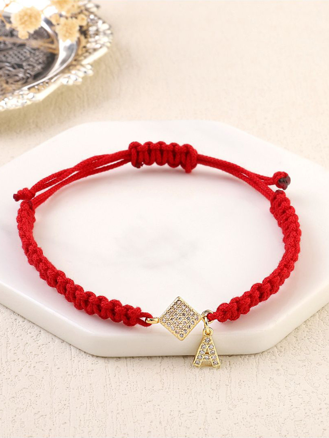 SALTY Set Of 4 Stone Studded Initials A Thread Rakhis