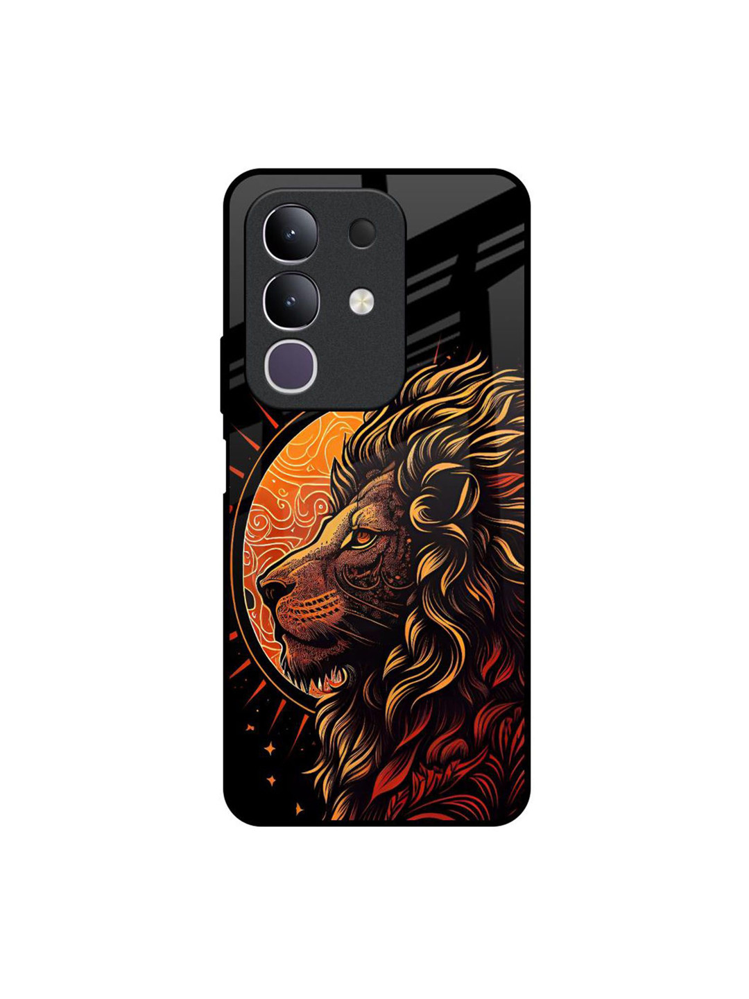 QRIOH Unisex Vivo T4x 5G Quirky Animated Lion Shockproof Glass Back Case