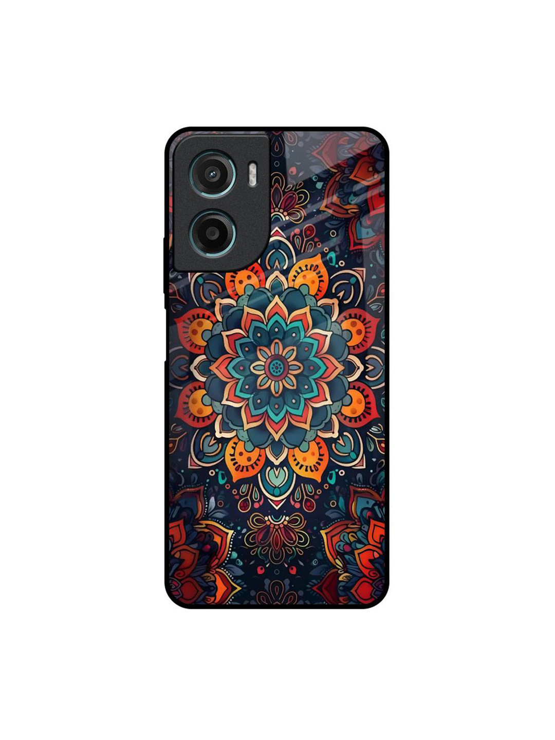 QRIOH Boho Orbit Quirky Printed Motorola G05 Glass Back Case Mobile Accessories