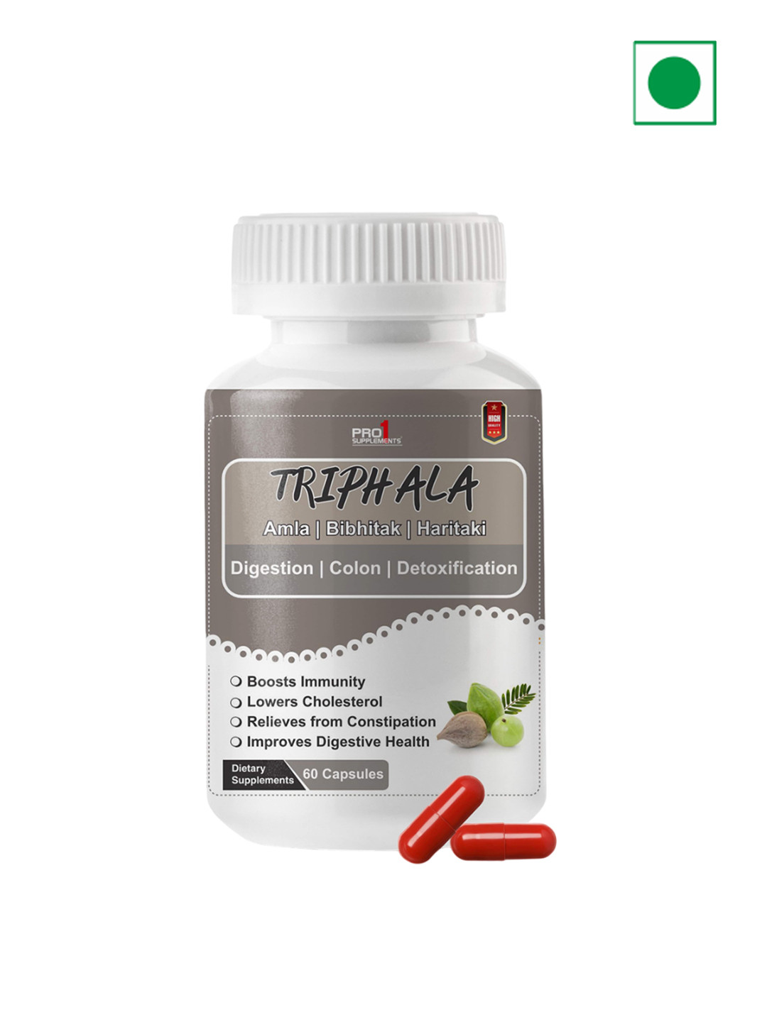 Pro1 Supplements Triphala Capsules For Digestion - 60 Capsules