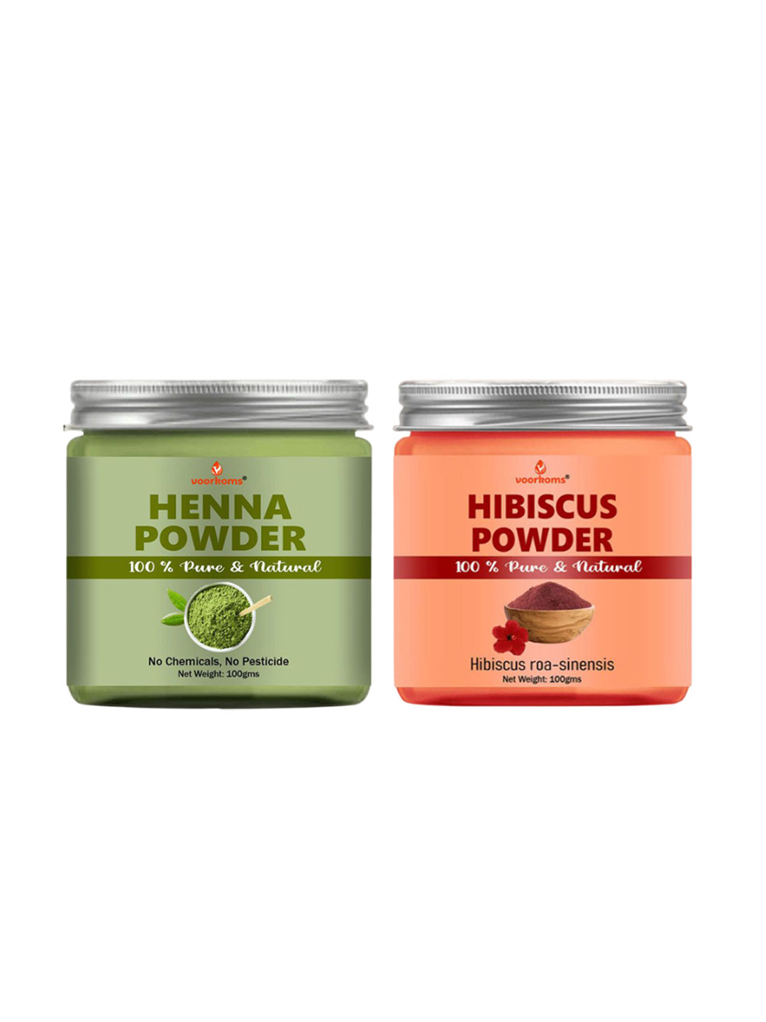 VOORKOMS Set Of 2 Henna & Hibiscus Powder - 100 g Each