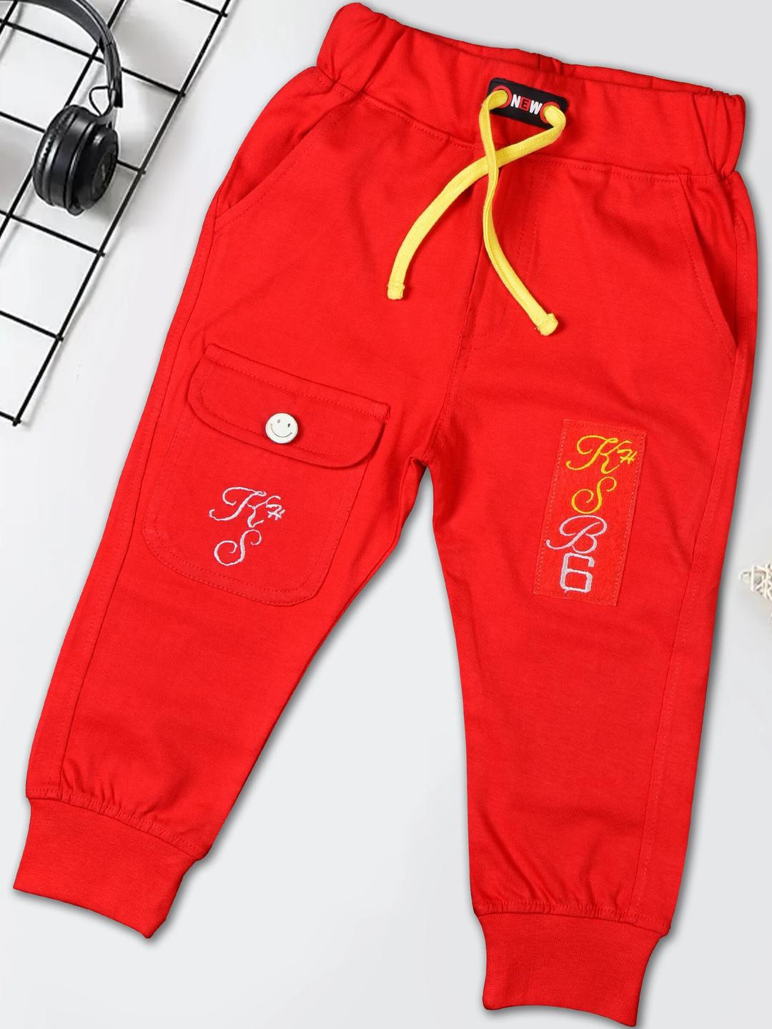 Worton Fashion Track Pant For Boys (Red, Pack of 1)