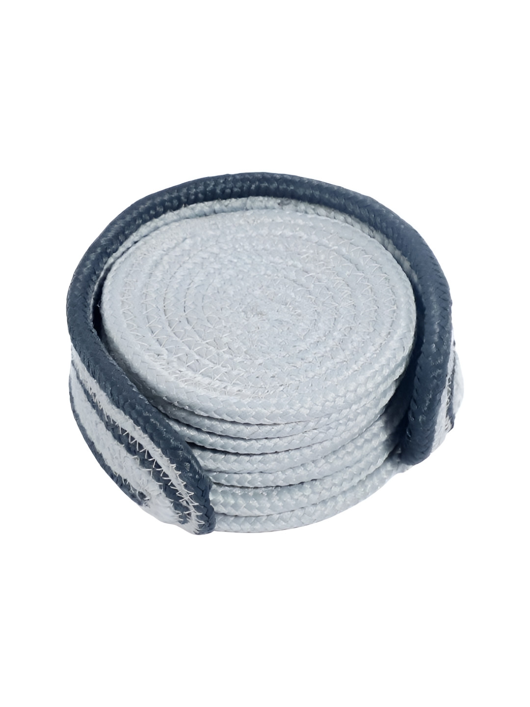 AURKA 6Pcs Grey & Blue Braided Round Absorbent Boho Versatile Coasters With Holder