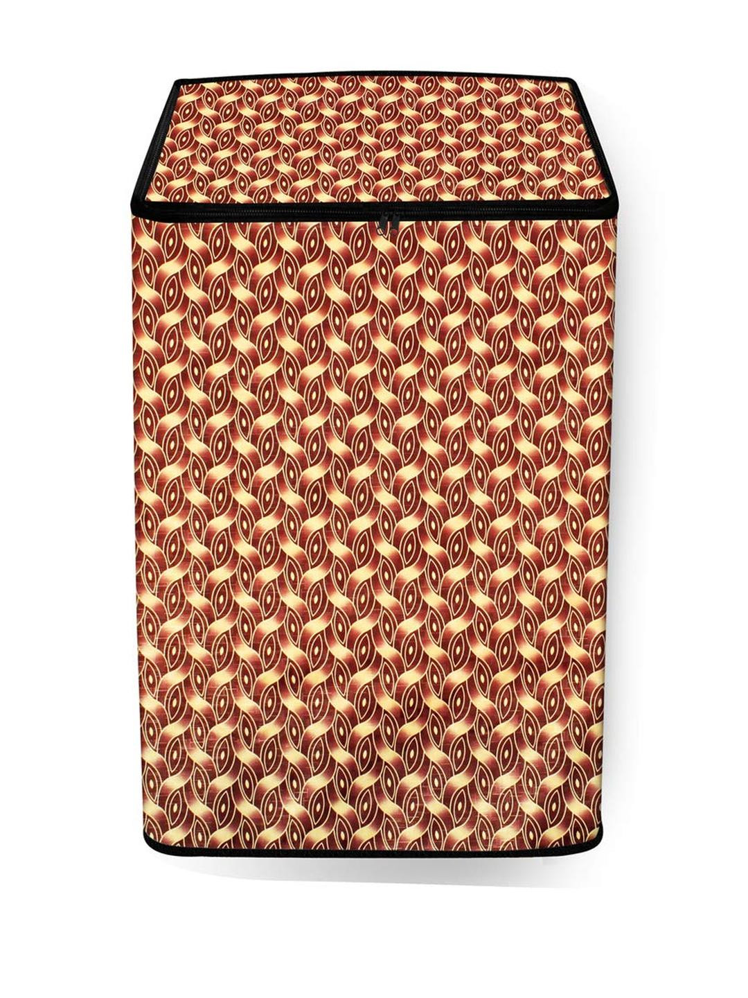 The Furnishing Tree Washing Machine Cover Interlocked Ropes Pattern Brown Compatible for Whirlpool