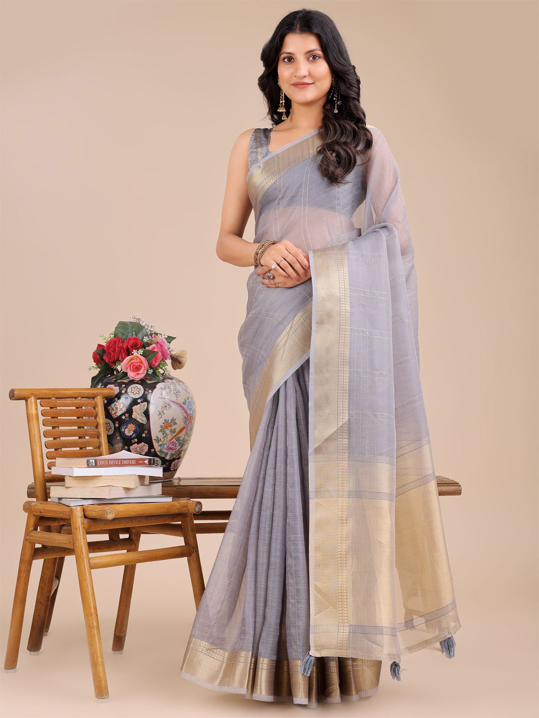 Astita Woven Design Organza Saree With Blouse Piece