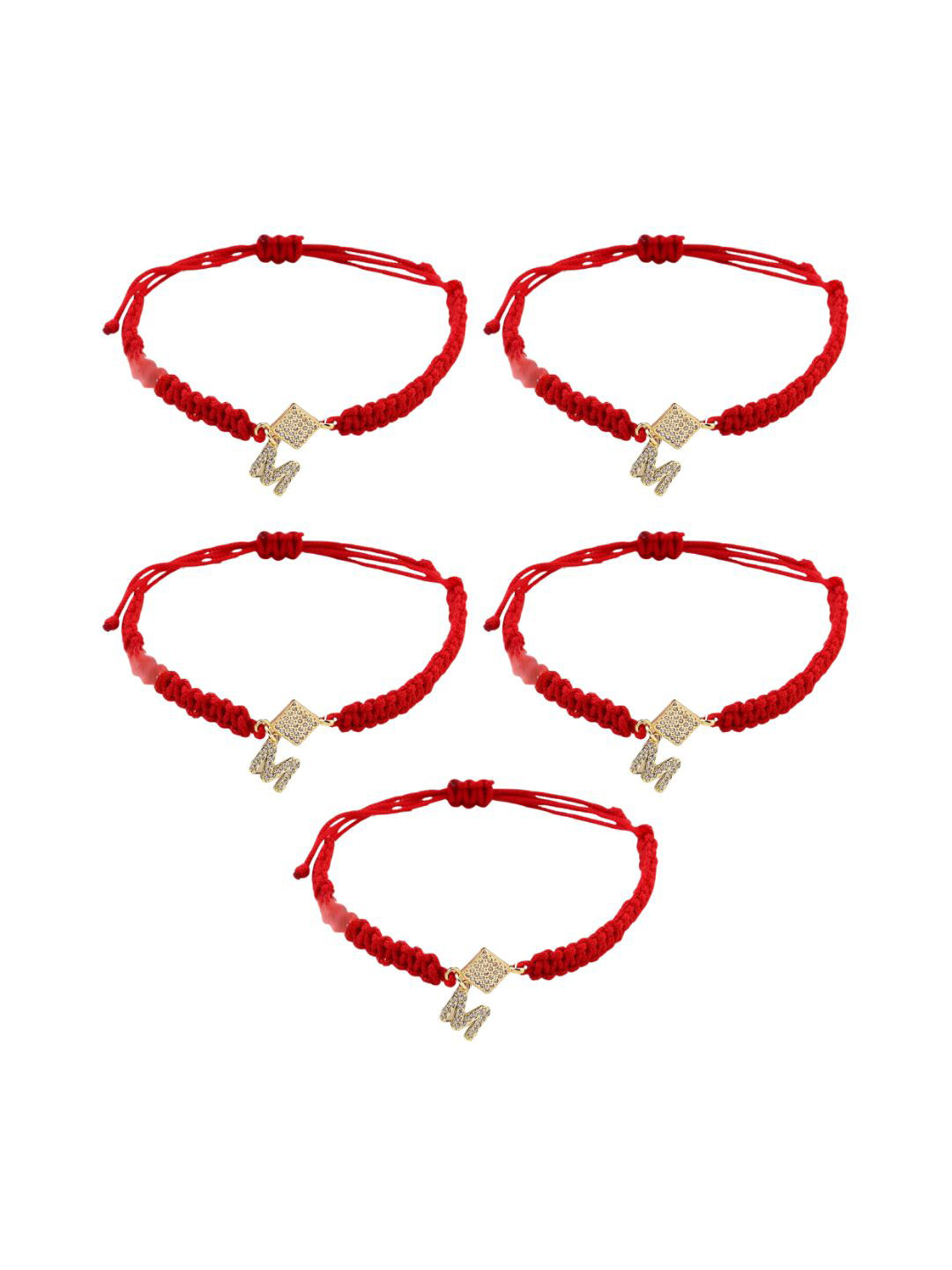 SALTY Set Of 5 Stone Studded Initials M Thread Rakhis