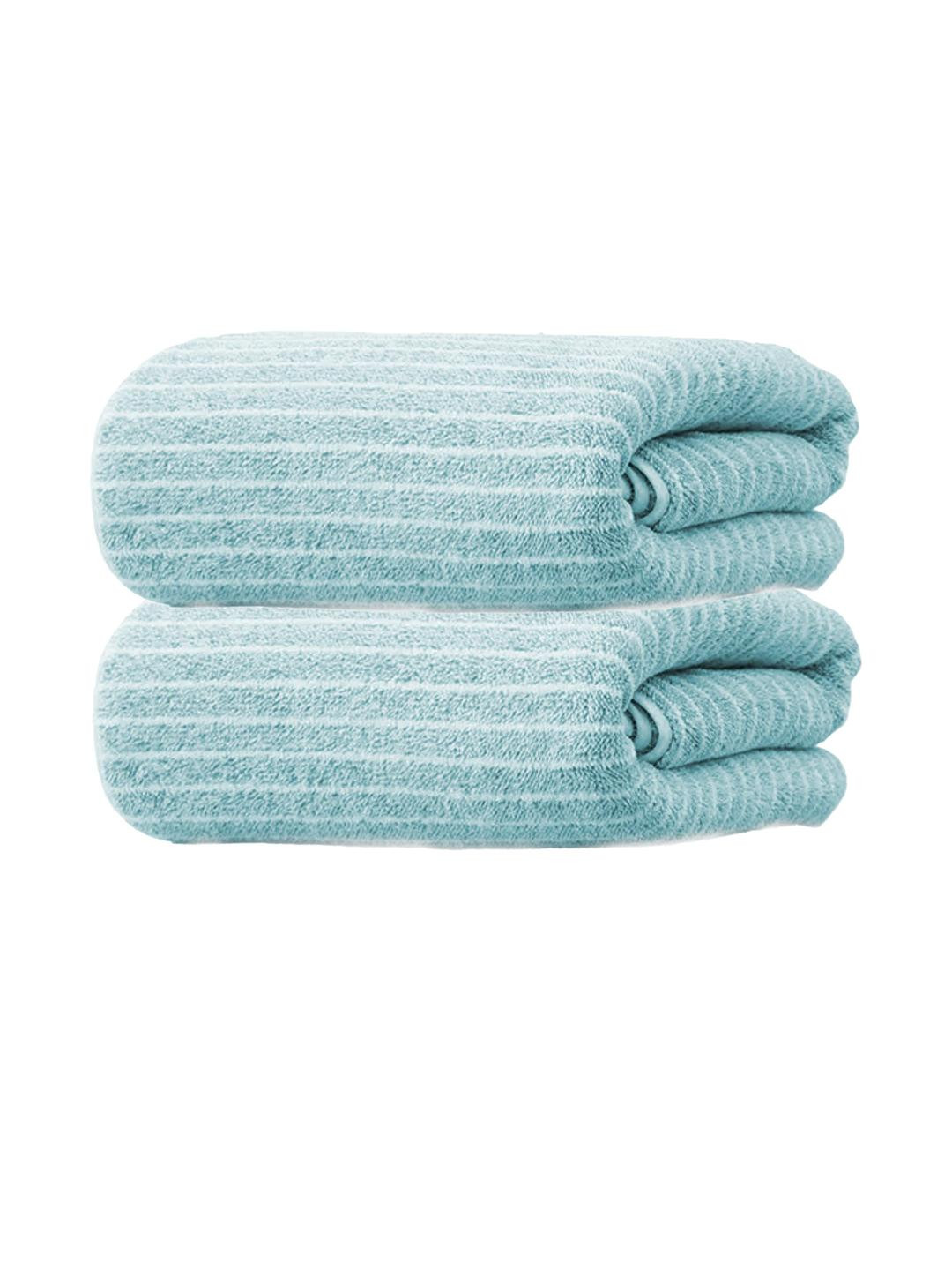 Black gold Green & White 2 Pieces Striped 300 GSM Quick Dry Microfiber Hand Towels