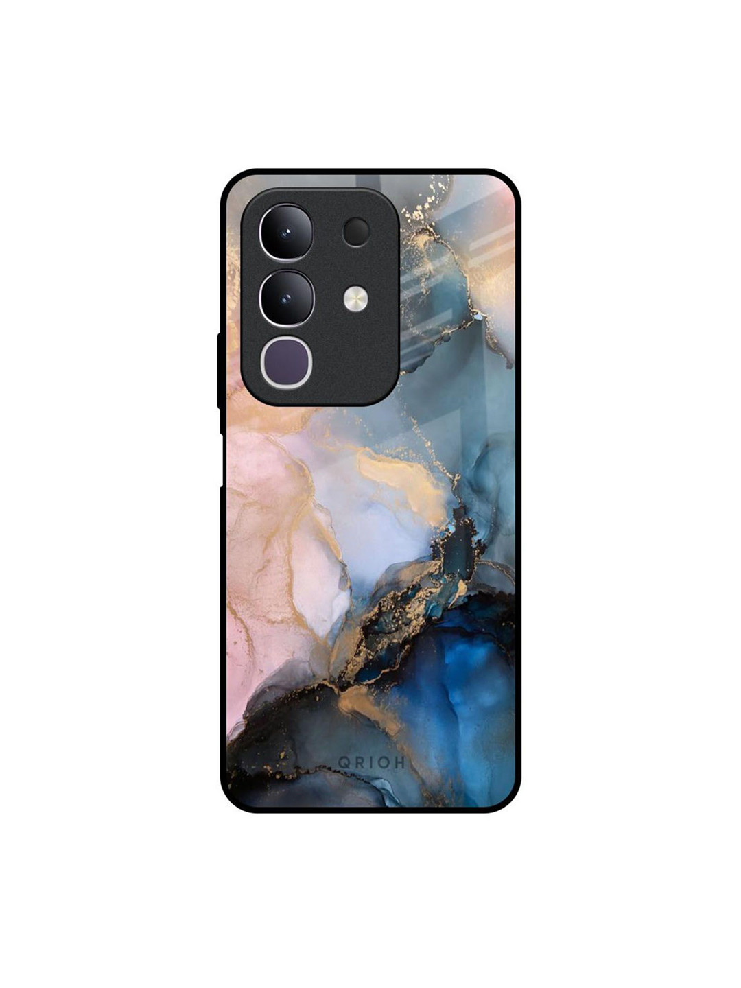 QRIOH Unisex Vivo T4x 5G Marble Ink Abstract Impact Resistant Glass Back Case
