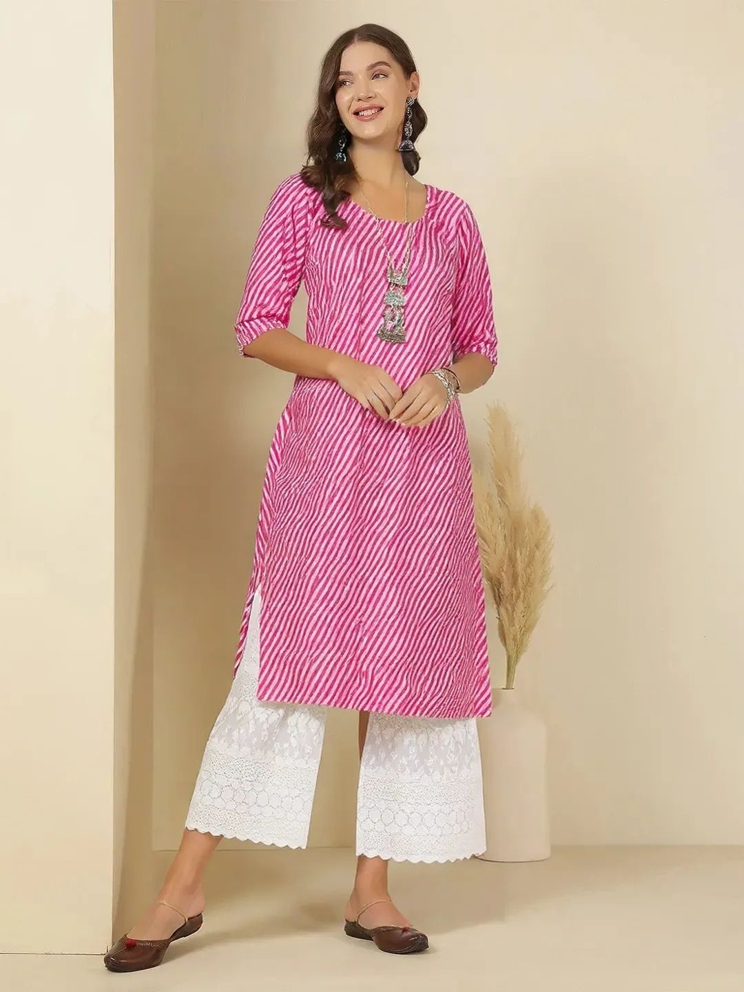 Anouk Rustic Women Striped Daily Straight Kurta