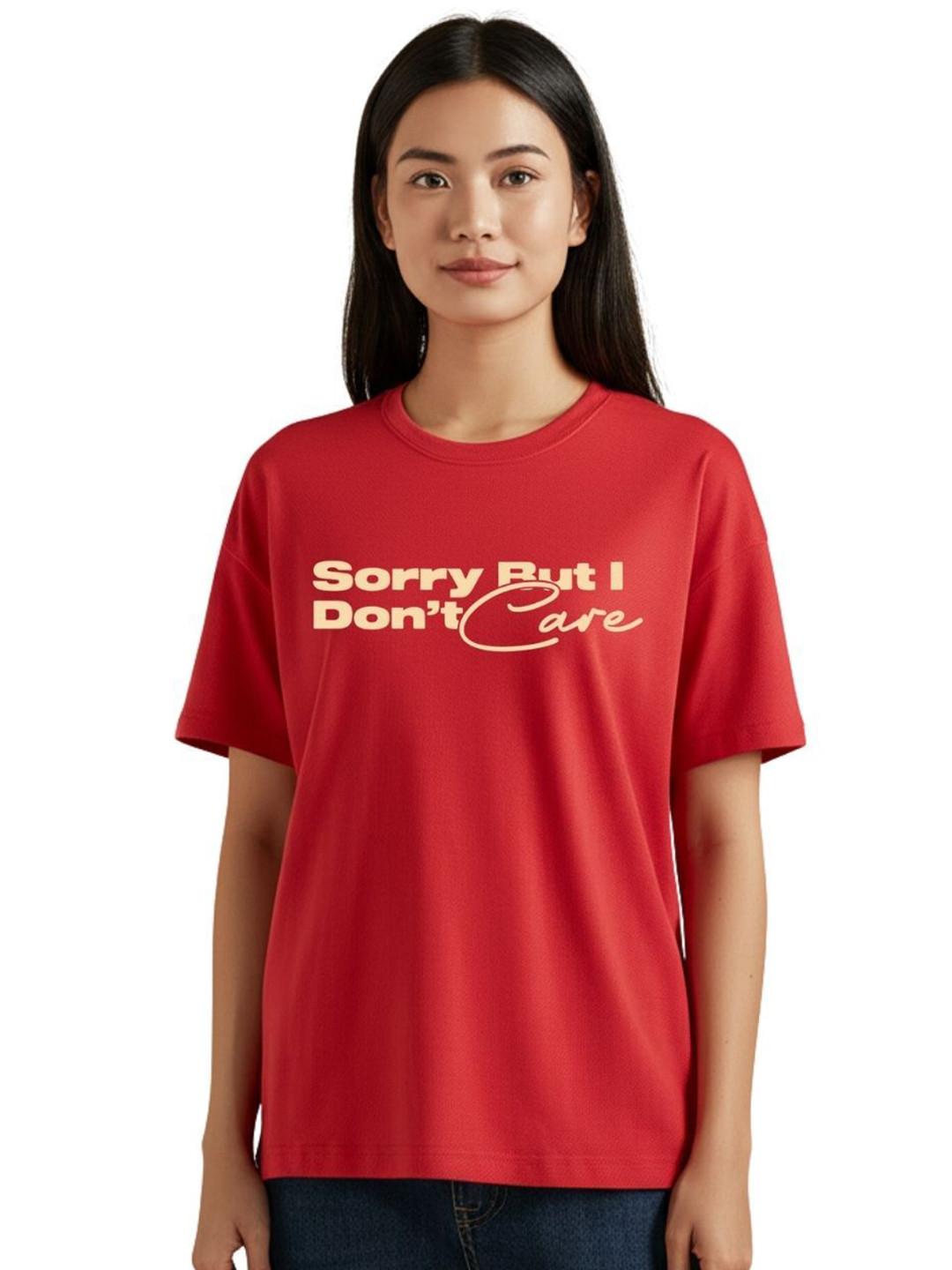 PULP Unisex Sorry But I Dont Care Typography Printed Round Neck Pure Cotton T-Shirt