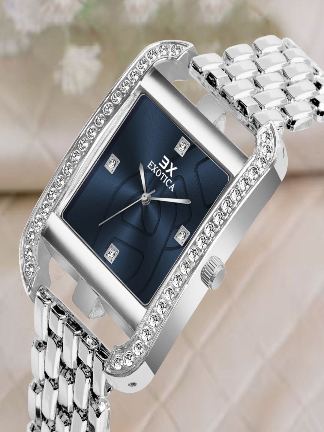 Exotica Fashion Girls Embellished Analogue Watch EX-6095-PNP Blue