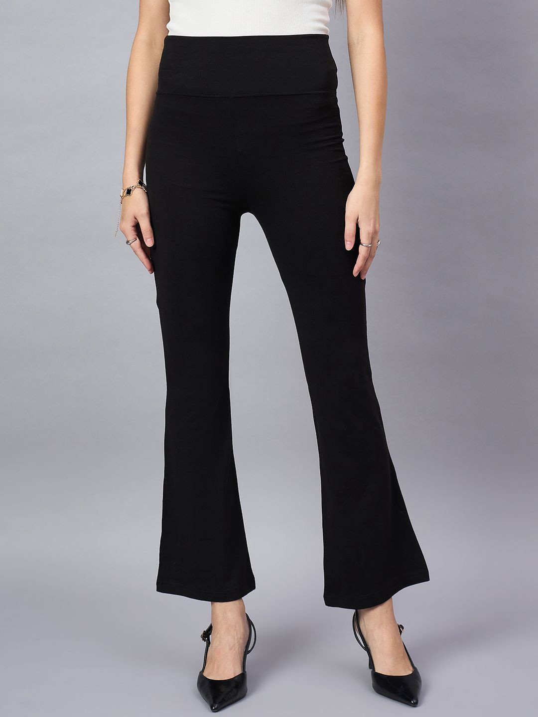 98 Degree North Women Cotton Relaxed Fit Bootcut Trousers