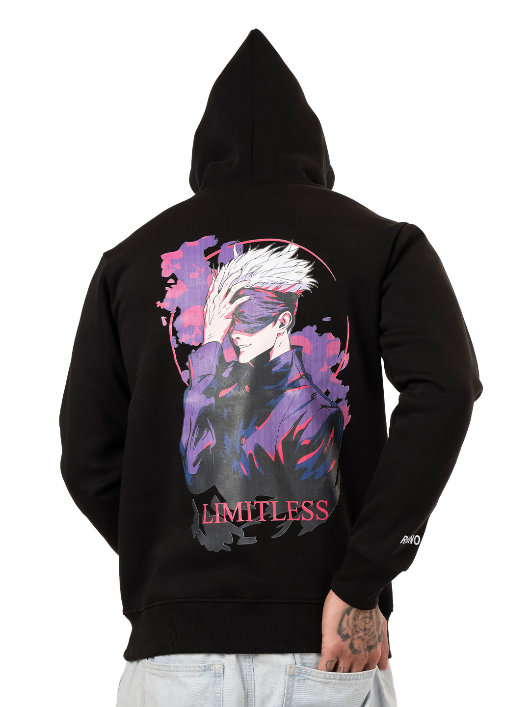 RHINO CULT Men Gojo Printed Hooded Cotton Pullover Sweatshirt