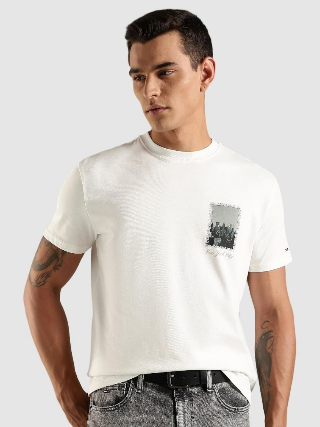Tommy Hilfiger Grapic Printed Round Neck Cotton T-shirt