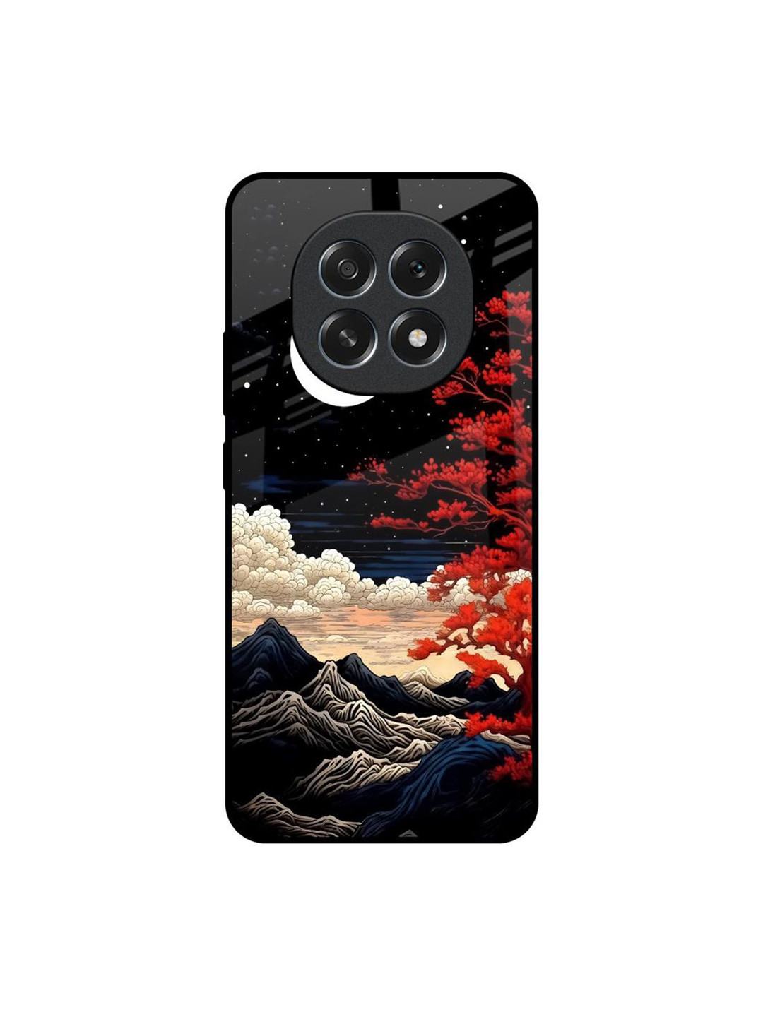 QRIOH Scarlet Serenity Printed Oppo F29 5G Glass Back Case Mobile Accessories