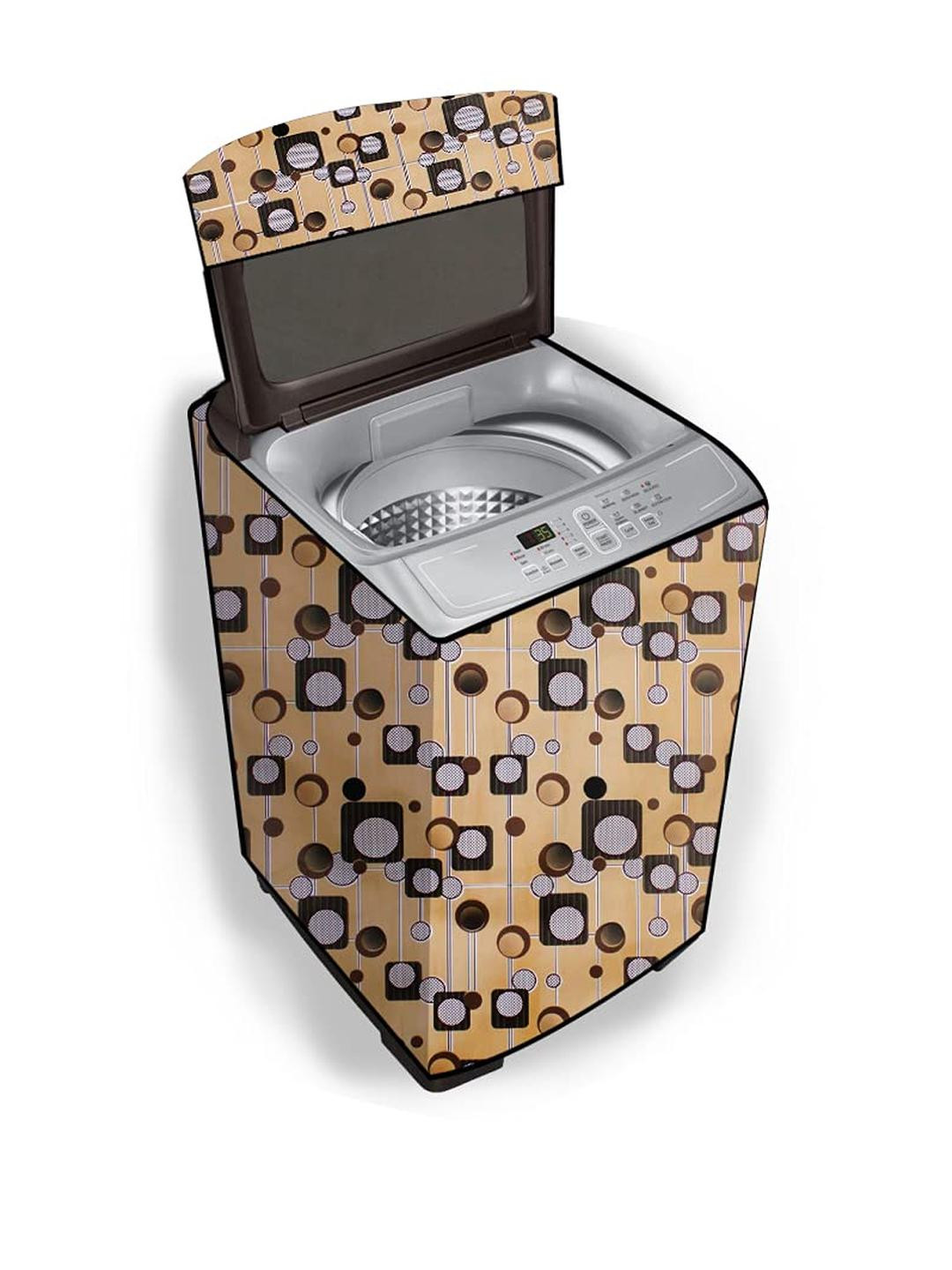 The Furnishing Tree Washing Machine Cover Gunshot Pattern Beige Compatible for Whirlpool 8 kg Fully