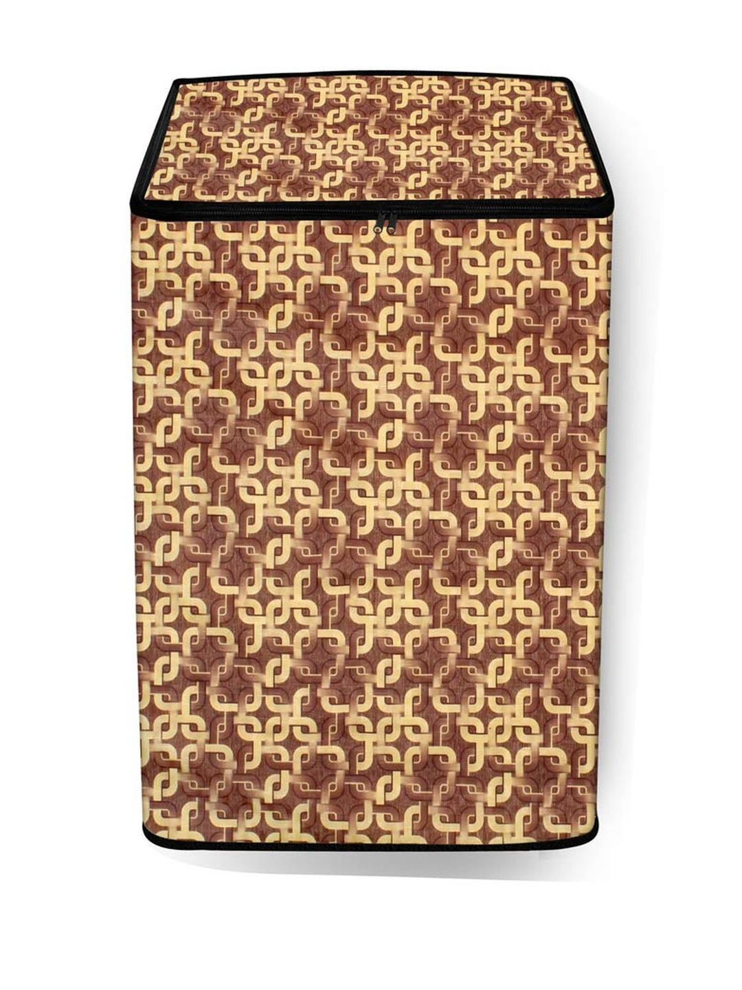 The Furnishing Tree Washing Machine Cover Trellis Pattern Brown Compatible for Whirlpool 6.2 Kg Ful