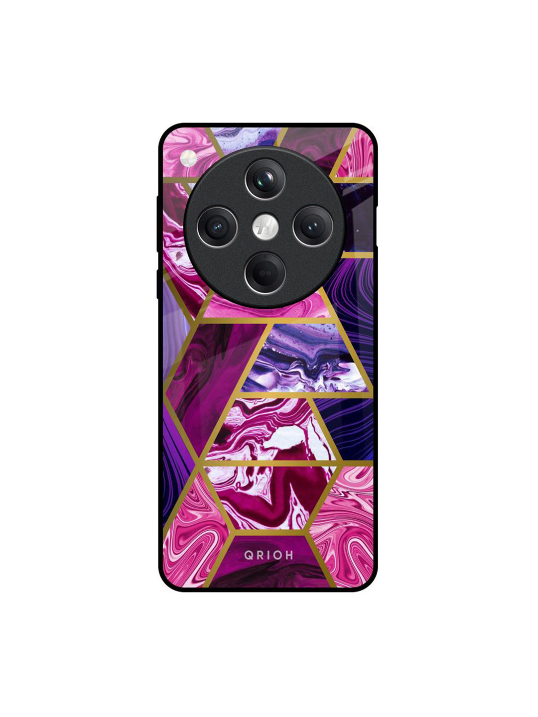 QRIOH Electroplated Geometric Marble Printed Oppo Find X8 5G Back Case Mobile Accessories