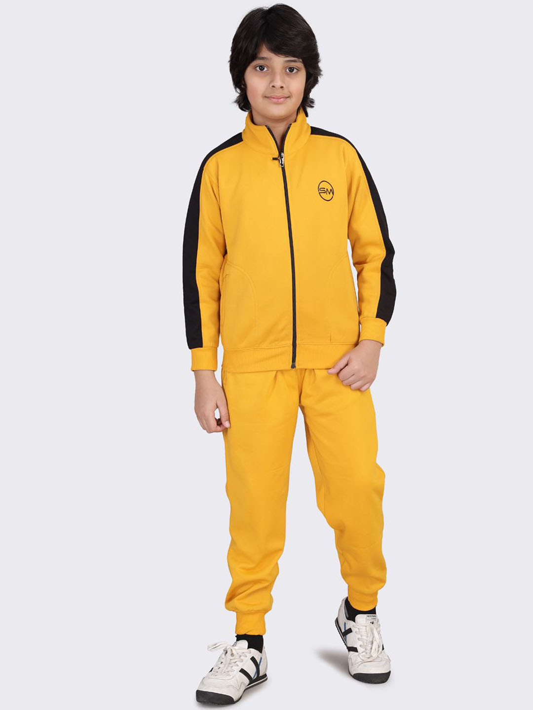 SMSHOPMORE Boys Mock Neck Contrast Sleeve Tracksuit