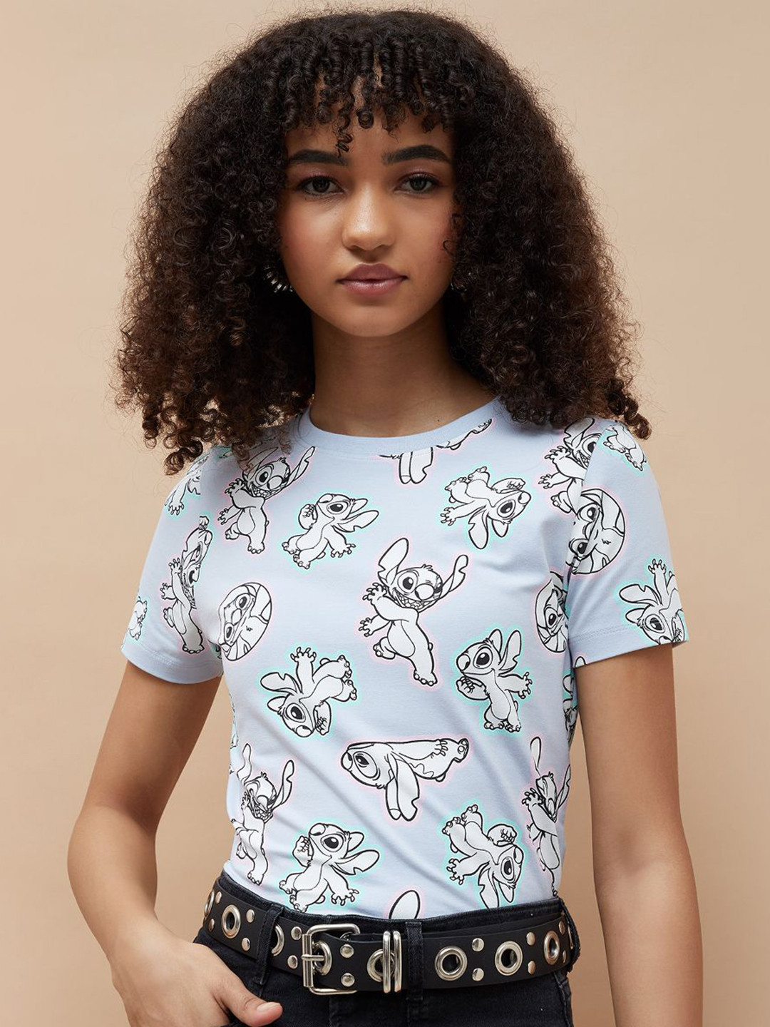 Ginger by Lifestyle Conversational Printed Round Neck Crop Cotton T-shirt