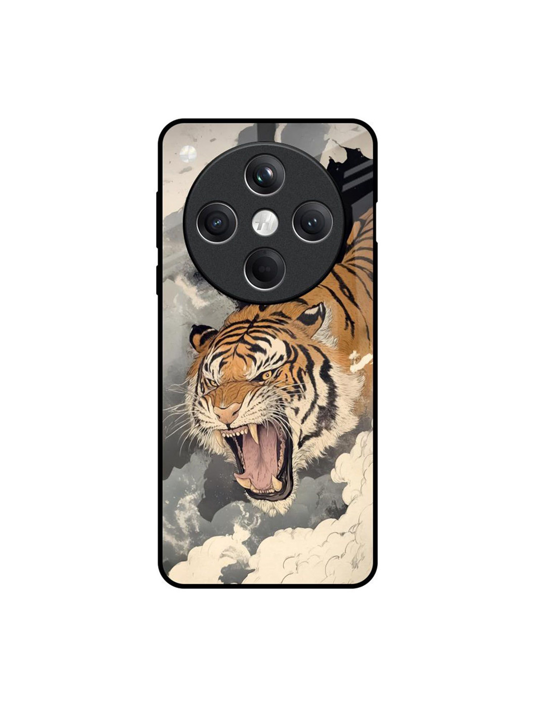 QRIOH Unisex Oppo Find X8 5G Quirky Raging Tiger Shockproof Glass Back Case