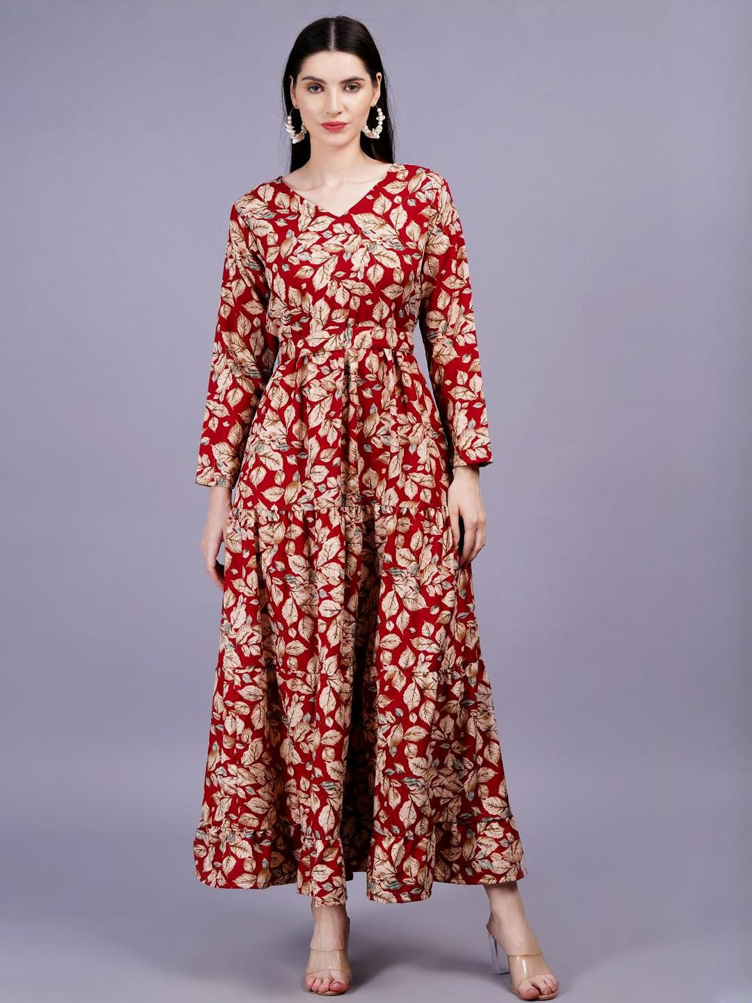 Red Viscose Rayon Women Dress