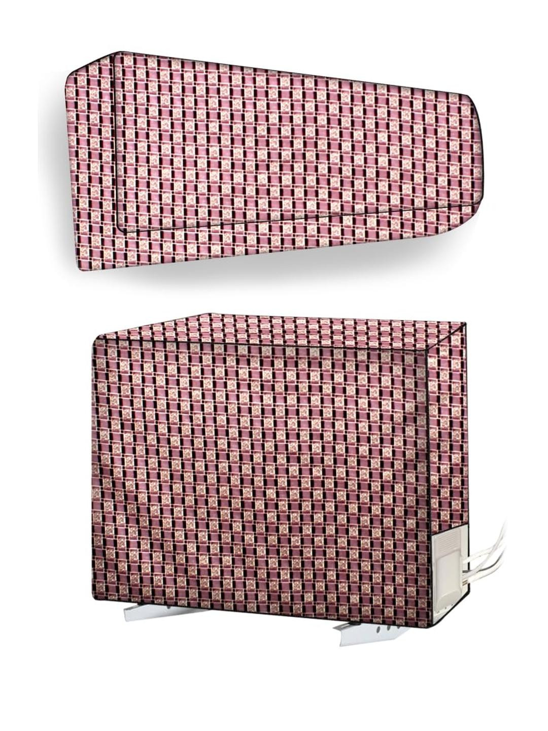 The Furnishing Tree 2 Ton Split AC Cover for Indoor and Outdoor Units Basketweave Pattern Multicolo